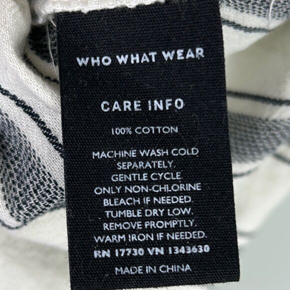 Who What Wear Cotton Cream & Blue Striped Sleeveless Button Down Wrap Belt M EUC - Picture 11 of 11